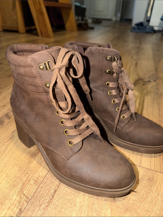 Xappeal Shoes - Xappeal Brown Lace-Up Block Heel Ankle Boots